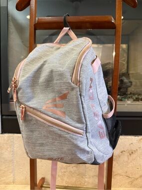 Easton Youth Game Ready Bat & Equipment Backpack - Gray with Rose Gold Accents